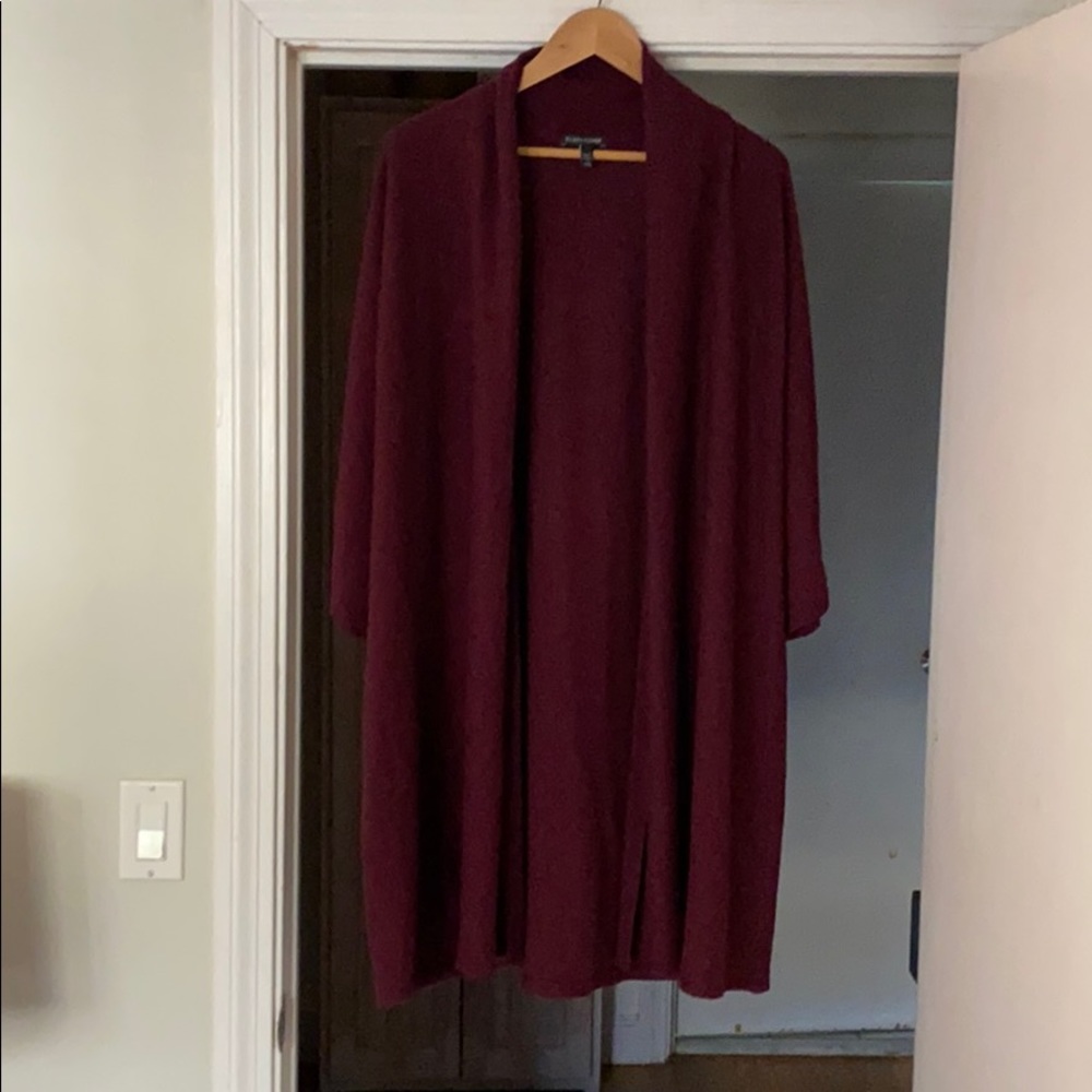 EUC Eileen Fisher Burgundy Cashmere Cardigan L/XL